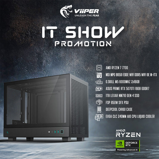 [IT SHOW 2025 Promotion] ViiPER Gaming PC AMD Ryzen 7 7700, MSI MPG B650I EDGE WIFI DDR5 WiFi 6E M-ITX, ASUS PRIME RTX 5070 Ti 16GB GDDR7