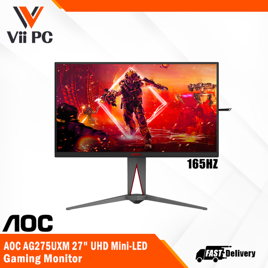 AOC AGON AG275UXM 27" FAST IPS UHD QD-Mini LED 1152 Zone, 165Hz, 1ms, Vesa Certified DisplayHDR 1000, Adaptive Sync, Light FX Gaming Monitor