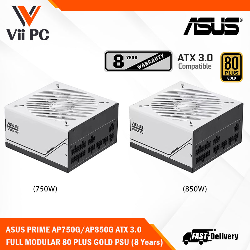ASUS Prime AP750G/AP850G 750W/850W ATX 3.0 with PCIe GEN 5.0 graphics card Full Modular 80 Plus® Gold Power Supply (8 Year Warranty)