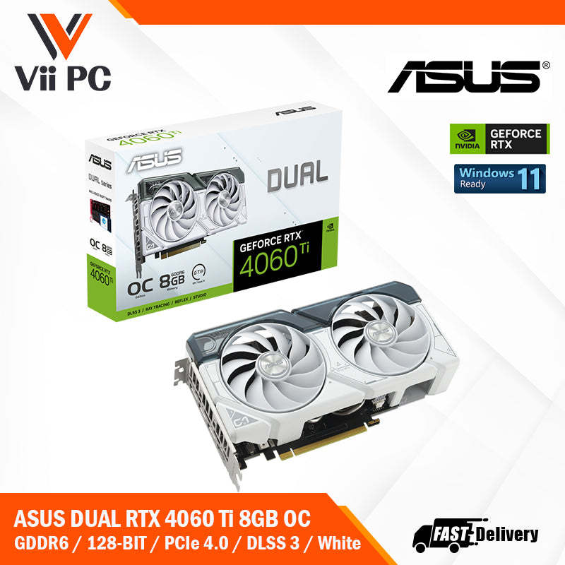 ASUS Dual NVIDIA GeForce RTX 4060 Ti RTX4060 TI RTX 4060TI OC Edition 8GB GDDR6 GAMING Graphics Card (Black/White)