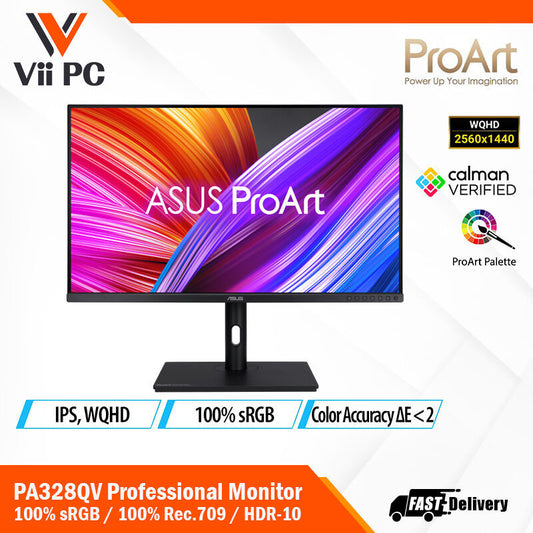 ASUS ProArt Display PA328QV Professional Monitor - 32" QHD (2560x1440), 100% sRGB, 100% Rec.709, Color Accuracy ΔE<2, Calman Verified