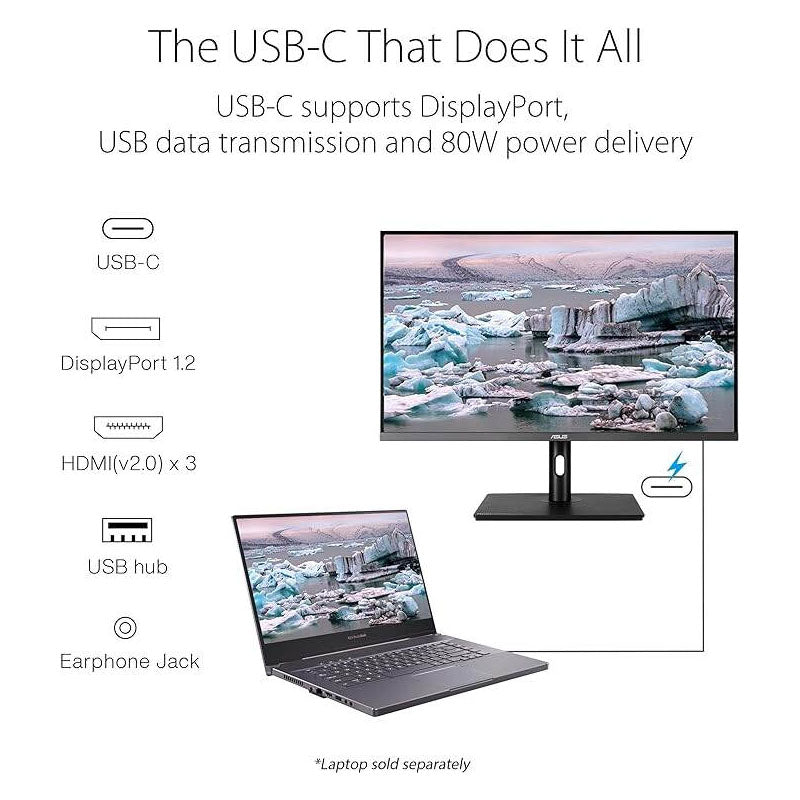 ASUS ProArt Display PA32UCR-K Professional Monitor - 32" IPS, 4K UHD (3840x2160), 1000 nits, HDR-10, HLG, ΔE<1, 98% DCI-P3, 99.5% Adobe RGB, 100% sRGB/Rec. 709, Hardware Calibration, USB-C, Calman Ready, ColourSpace Integration, X-rite i1 Display Pro