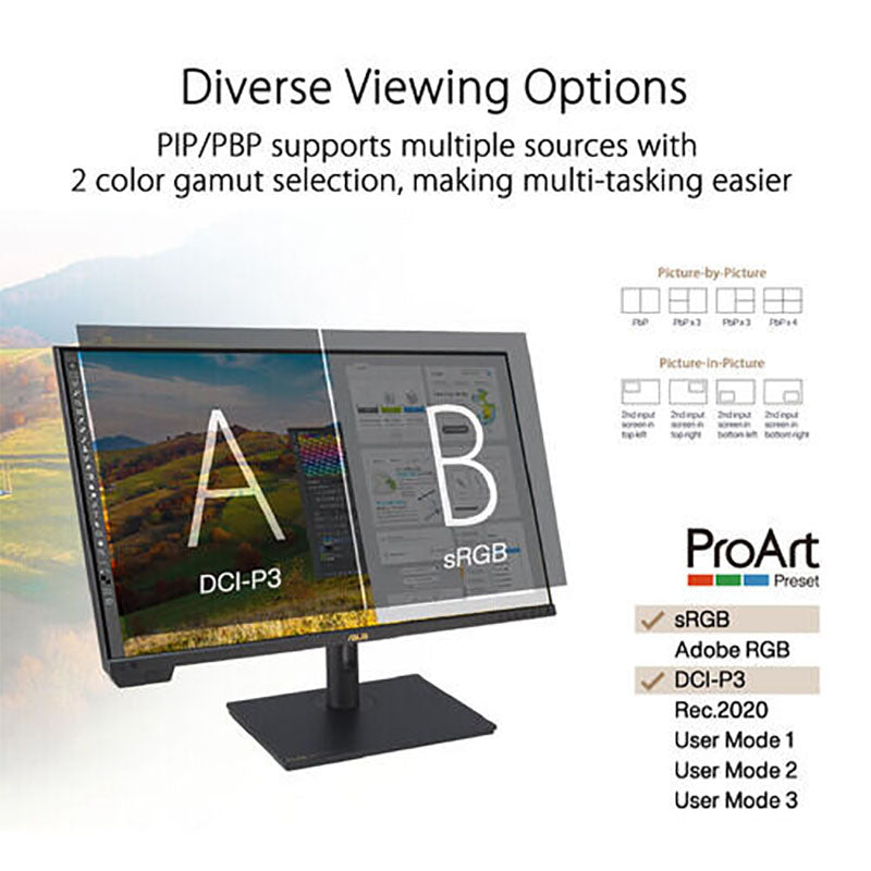 ASUS ProArt Display PA32UCXR Professional Monitor - 32" 4K UHD (3840x2160), Mini LED Backlight, Built-in Motorized Colorimeter, Dolby Vision, 99% Adobe RGB, 97% DCI-P3, ΔE<1, Thunderbolt™ 4 PD 90W, VESA DisplayHDR 1400, Hardware Calibration, Calman Ready