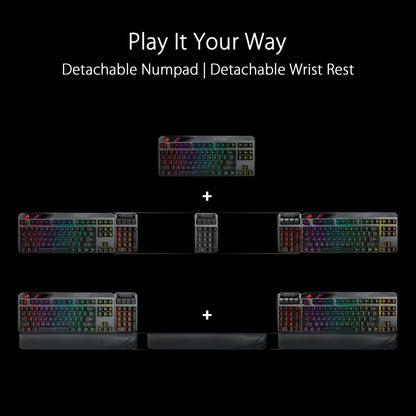 ASUS ROG Claymore II Wireless Modular Gaming Mechanical Keyboard [ROG RX BLUE Switches, detachable numpad & wrist rest]