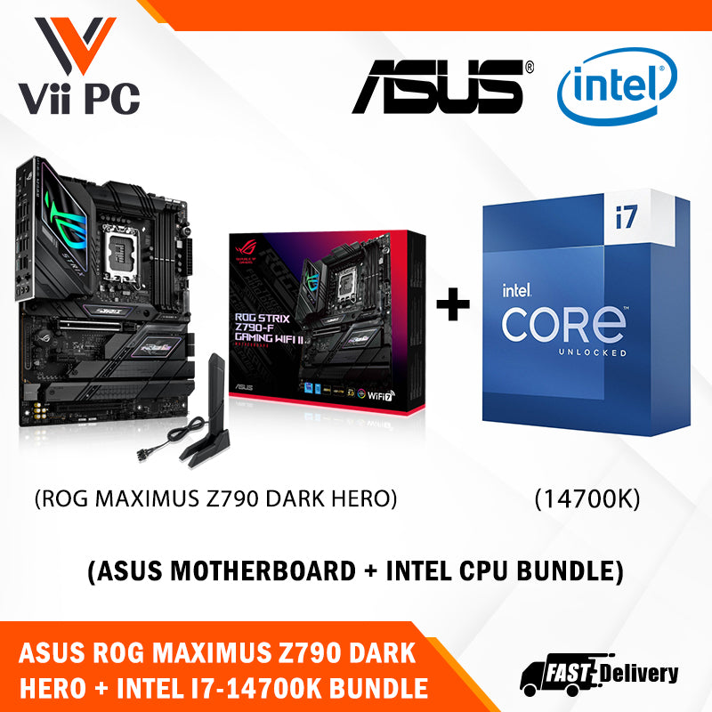 ASUS ROG MAXIMUS Z790 DARK HERO Motherboard + Intel i7-14700K / i7-14700KF (14th GEN) Processor BUNDLE