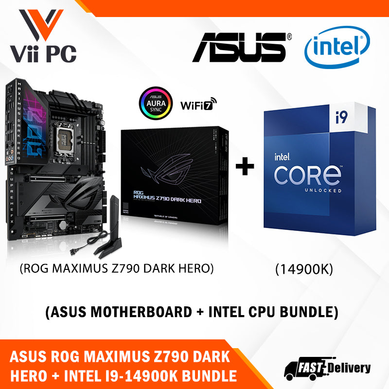 ASUS ROG MAXIMUS Z790 DARK HERO Motherboard + Intel i9-14900K/i9-14900KF Processor BUNDLE