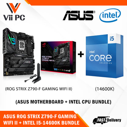ASUS ROG STRIX Z790-F GAMING WIFI II Motherboard + Intel i5-14600K / i5-14600KF (14th GEN) Processor BUNDLE