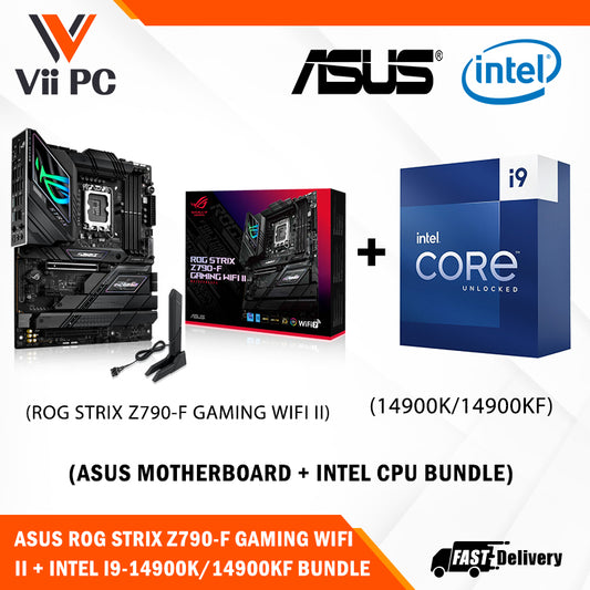 ASUS ROG STRIX Z790-F GAMING WIFI II Motherboard + Intel i9-14900K / i9-14900KF (14th GEN) Processor BUNDLE