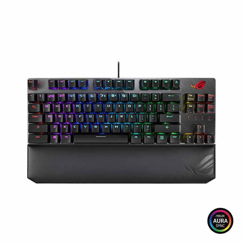 ASUS ROG Strix Scope TKL Deluxe wired mechanical RGB gaming keyboard for FPS games, with Cherry MX switches