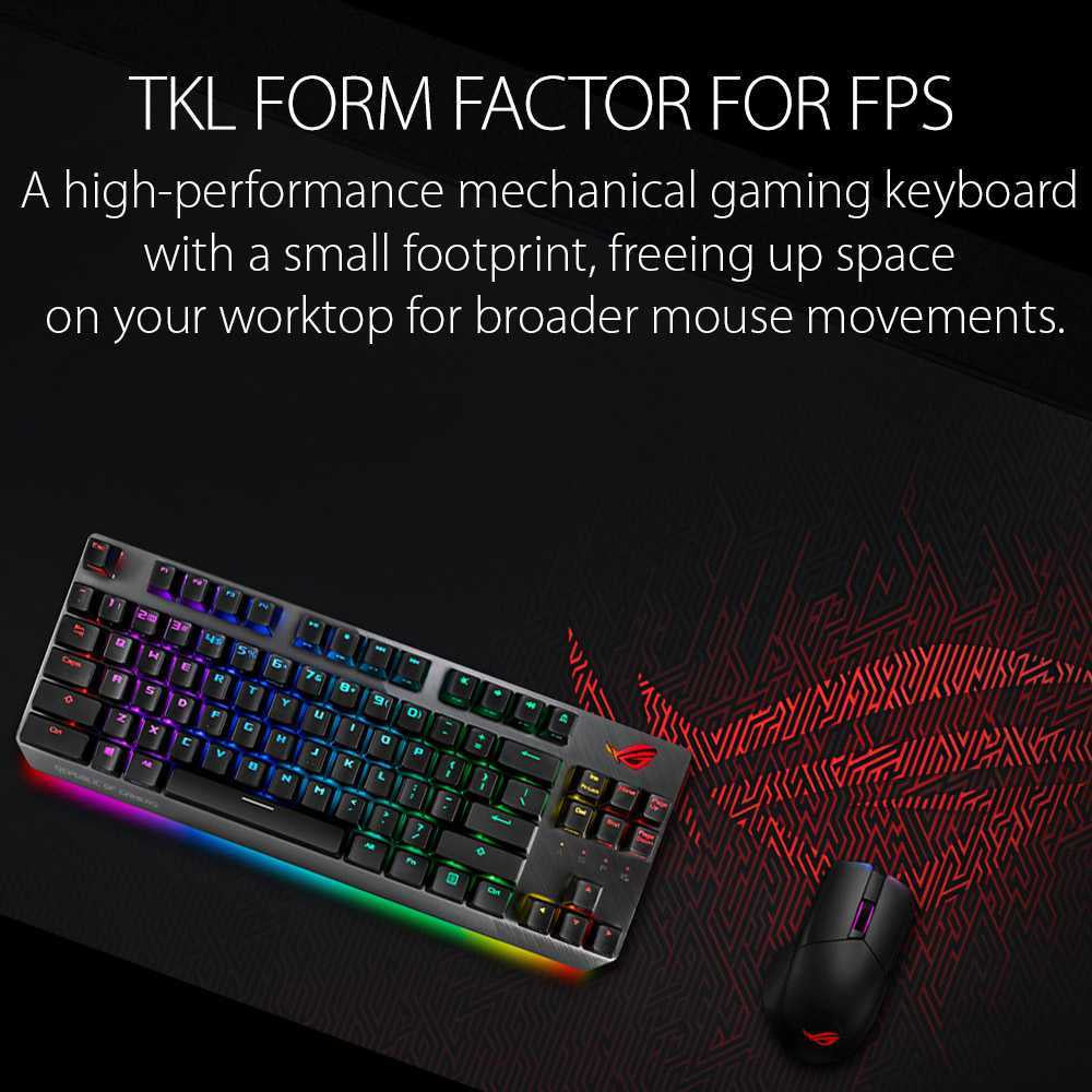 ASUS ROG Strix Scope TKL Deluxe wired mechanical RGB gaming keyboard for FPS games, with Cherry MX switches