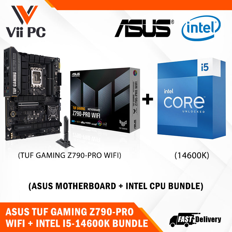 ASUS TUF GAMING Z790-PRO WIFI 6E Motherboard + Intel i5-14600K / i5-14600KF (14th GEN) Processor BUNDLE
