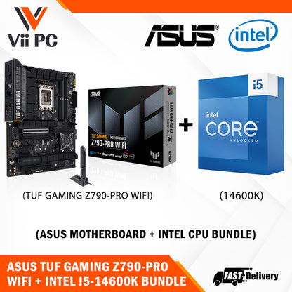ASUS TUF GAMING Z790-PRO WIFI 6E Motherboard + Intel i5-14600K/i5-14600KF Processor BUNDLE