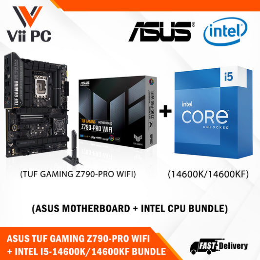 ASUS TUF GAMING Z790-PRO WIFI 6E Motherboard + Intel i5-14600K / i5-14600KF (14th GEN) Processor BUNDLE