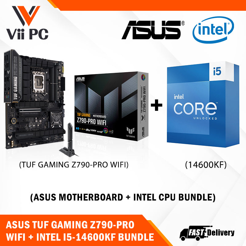ASUS TUF GAMING Z790-PRO WIFI 6E Motherboard + Intel i5-14600K / i5-14600KF (14th GEN) Processor BUNDLE