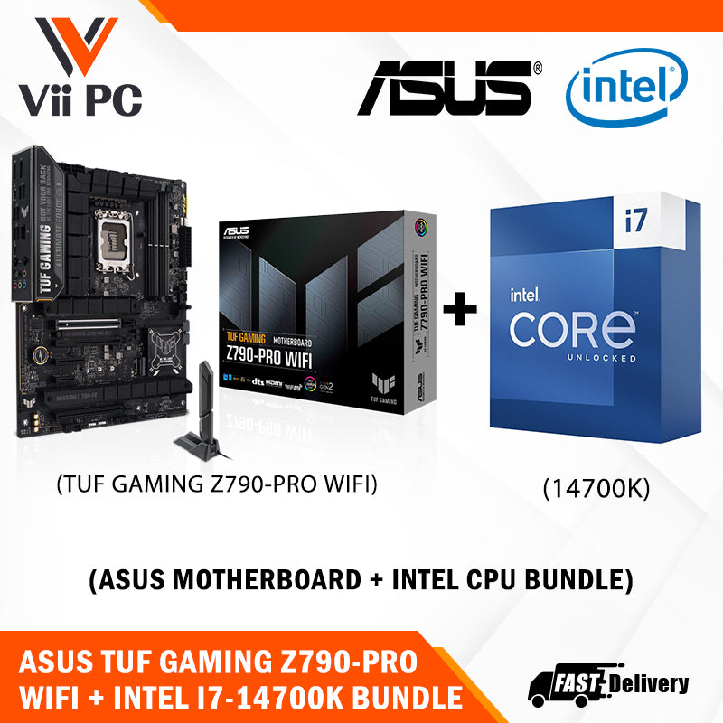 ASUS TUF GAMING Z790-PRO WIFI 6E Motherboard + Intel i7-14700K/i7-14700KF Processor BUNDLE