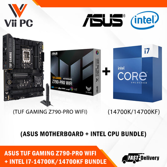 ASUS TUF GAMING Z790-PRO WIFI 6E Motherboard + Intel i7-14700K / i7-14700KF (14th GEN) Processor BUNDLE