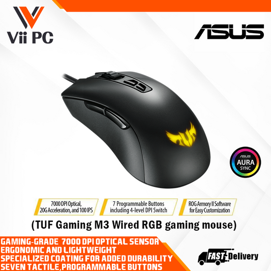 ASUS TUF Gaming M3 ergonomic wired RGB gaming mouse with 7000-dpi sensor [Wired Mouse]