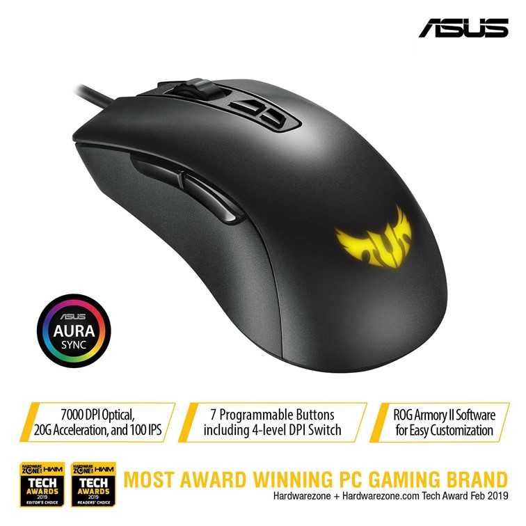 ASUS TUF Gaming M3 ergonomic wired RGB gaming mouse with 7000-dpi sensor [Wired Mouse]