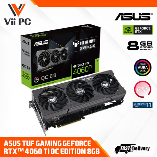 ASUS TUF GAMING NVIDIA GeForce RTX 4060 Ti OC 8GB DDR6 Graphics Card with DLSS 3, lower temps, and enhanced durability