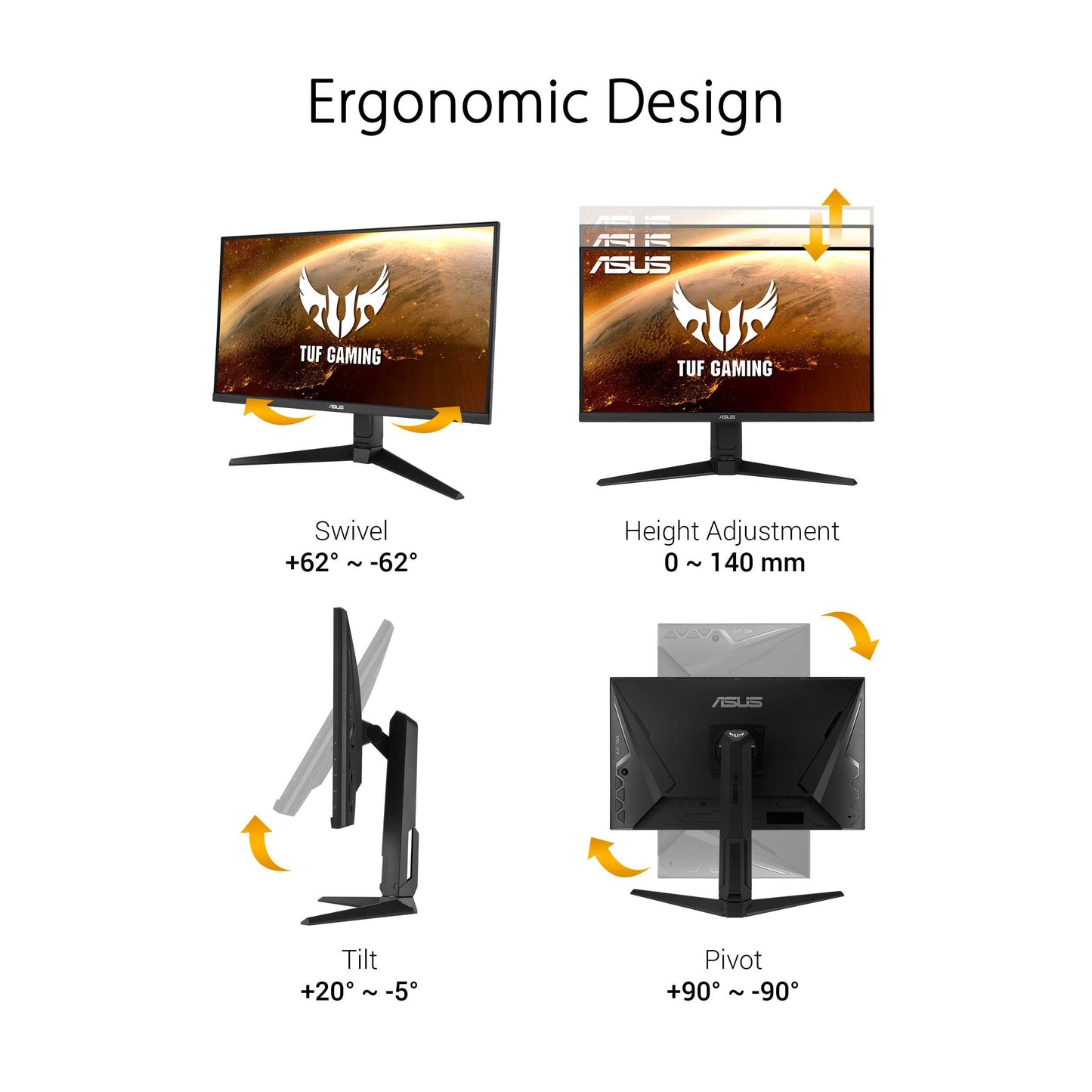 ASUS TUF Gaming VG27AQL1A Gaming Monitor –27 inch WQHD (2560x1440), IPS,170Hz (above 144Hz), ELMB SYNC, Adaptive-sync, G-Sync compatible ready, 1ms (MPRT), 130 % sRGB, HDR