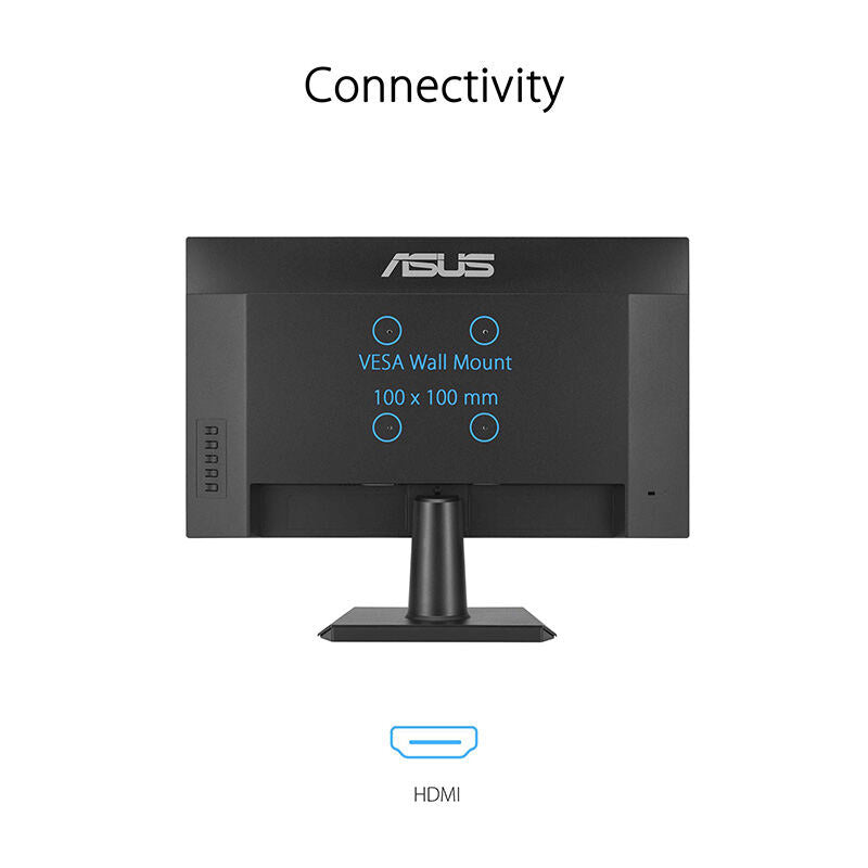 ASUS VA27EHF Eye Care Gaming Monitor - 27" IPS, FHD, Frameless, 100Hz, Adaptive-Sync, 1ms MPRT, HDMI, Low Blue Light, Flicker Free, Wall Mountable