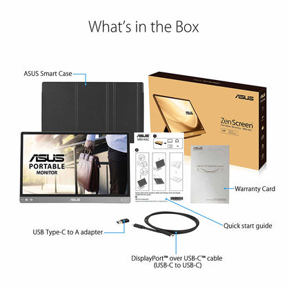 ASUS ZenScreen MB14AC Portable USB Monitor - 14" IPS FHD, Hybrid Signal Solution, USB Type-C, Flicker Free, Blue Light Filter, Anti-glare, Foldable Smart case, Eye Care technology, Lightweight