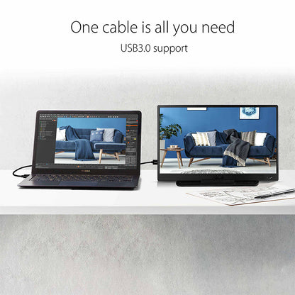 ASUS ZenScreen MB165B Portable USB Monitor - 16" (15.6" viewable), HD(1366x768), Narrow Bezel, USB-powered, Anti-glare surface, ZenScreen sleeve