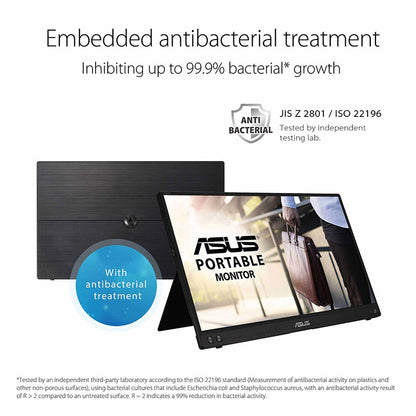 ASUS ZenScreen MB16ACV Portable USB Monitor- 16" (15.6" viewable) FHD IPS, Hybrid Signal Solution, USB Type-C, Flicker Free, Blue Light Filter, Anti-glare surface, Antibacterial treatment