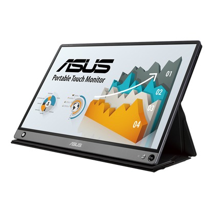 ASUS ZenScreen Touch MB16AMT USB portable monitor - 16" (15.6" viewable) IPS FHD, 10-point Touch, ZenScreen pen, Built-in Battery, Hybrid Signal Solution, USB Type-C, Micro-HDMI, Compatible with Laptops, Smartphones, Gaming Consoles, and Cameras