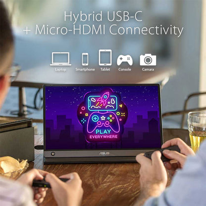ASUS ZenScreen Touch MB16AMT USB portable monitor - 16" (15.6" viewable) IPS FHD, 10-point Touch, ZenScreen pen, Built-in Battery, Hybrid Signal Solution, USB Type-C, Micro-HDMI, Compatible with Laptops, Smartphones, Gaming Consoles, and Cameras