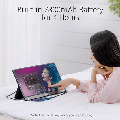 ASUS ZenScreen Touch MB16AMT USB portable monitor - 16" (15.6" viewable) IPS FHD, 10-point Touch, ZenScreen pen, Built-in Battery, Hybrid Signal Solution, USB Type-C, Micro-HDMI, Compatible with Laptops, Smartphones, Gaming Consoles, and Cameras