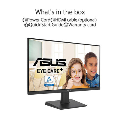 ASUS VA24EHF Eye Care Gaming Monitor - 24" IPS, FHD, Frameless, 100Hz, Adaptive-Sync, 1ms MPRT, HDMI, Low Blue Light, Flicker Free, Wall Mountable