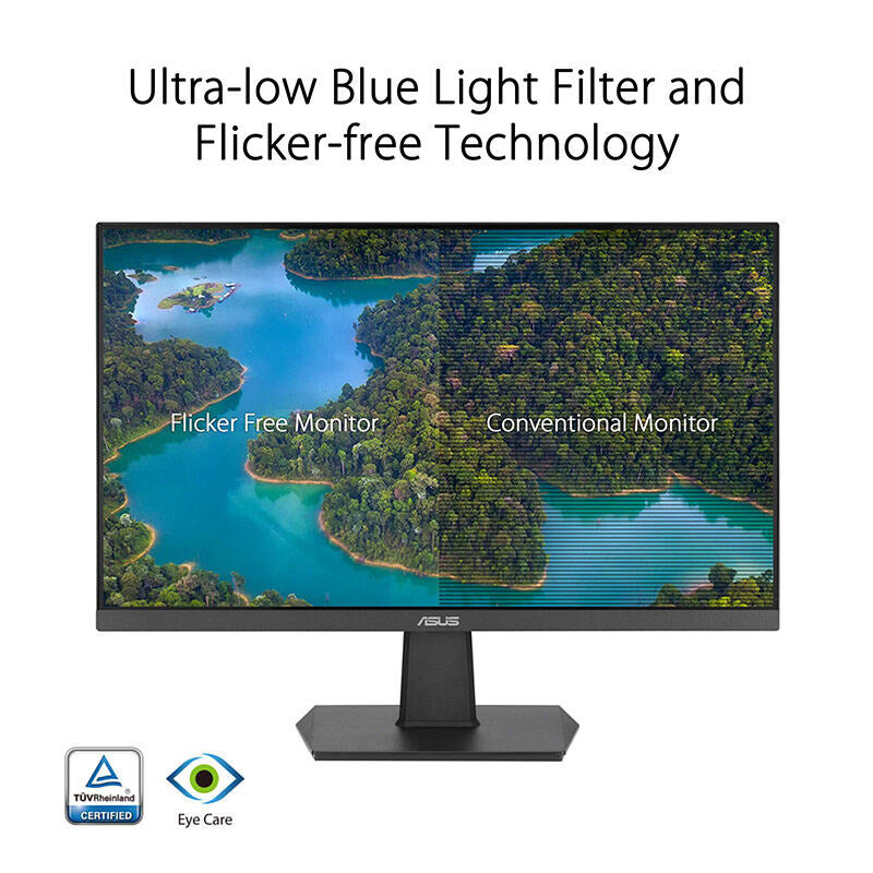 ASUS VA24EHF Eye Care Gaming Monitor - 24" IPS, FHD, Frameless, 100Hz, Adaptive-Sync, 1ms MPRT, HDMI, Low Blue Light, Flicker Free, Wall Mountable