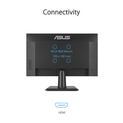 ASUS VA24EHF Eye Care Gaming Monitor - 24" IPS, FHD, Frameless, 100Hz, Adaptive-Sync, 1ms MPRT, HDMI, Low Blue Light, Flicker Free, Wall Mountable