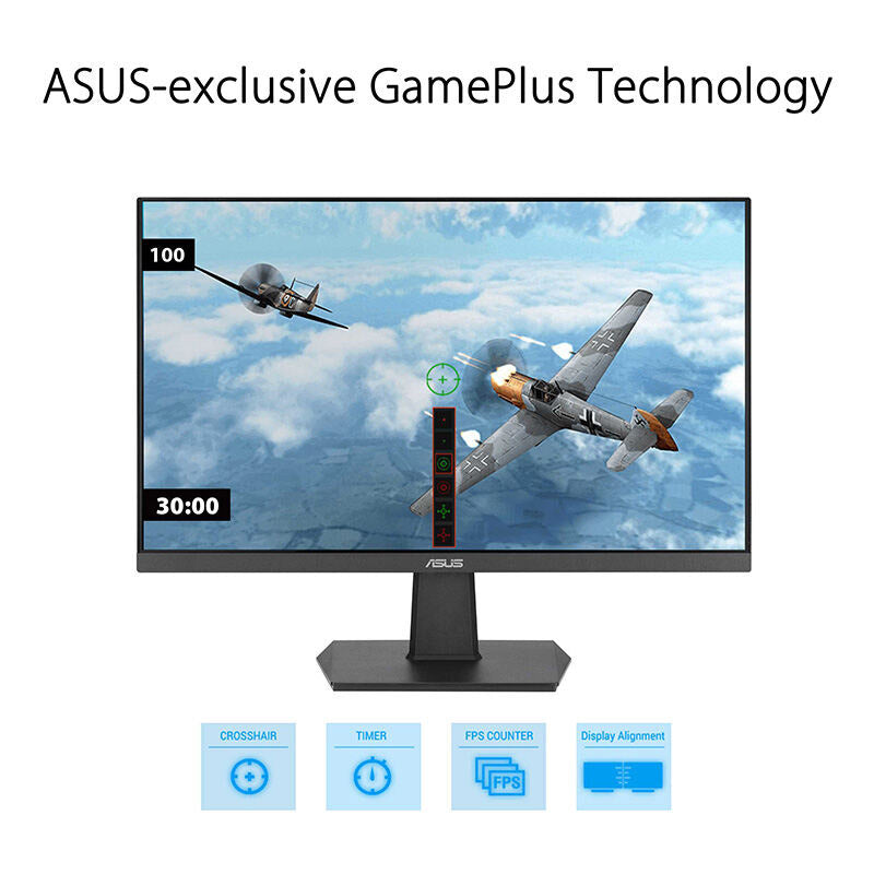 ASUS VA24EHF Eye Care Gaming Monitor - 24" IPS, FHD, Frameless, 100Hz, Adaptive-Sync, 1ms MPRT, HDMI, Low Blue Light, Flicker Free, Wall Mountable