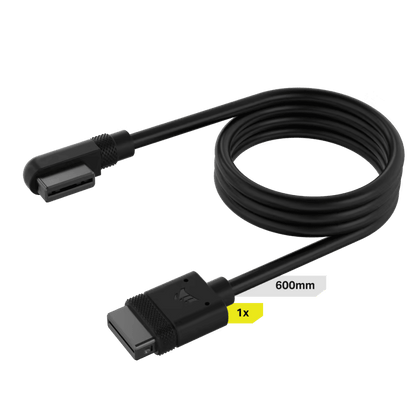 CORSAIR iCUE LINK Slim Cable, 600mm (90 Degrees Connector) BLACK