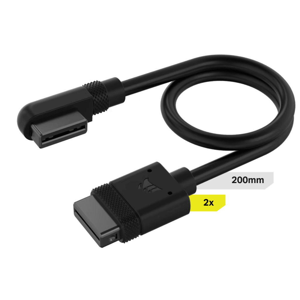 CORSAIR iCUE LINK Slim Cable, 200mm (90 Degrees Connector) BLACK - 2 x Cables