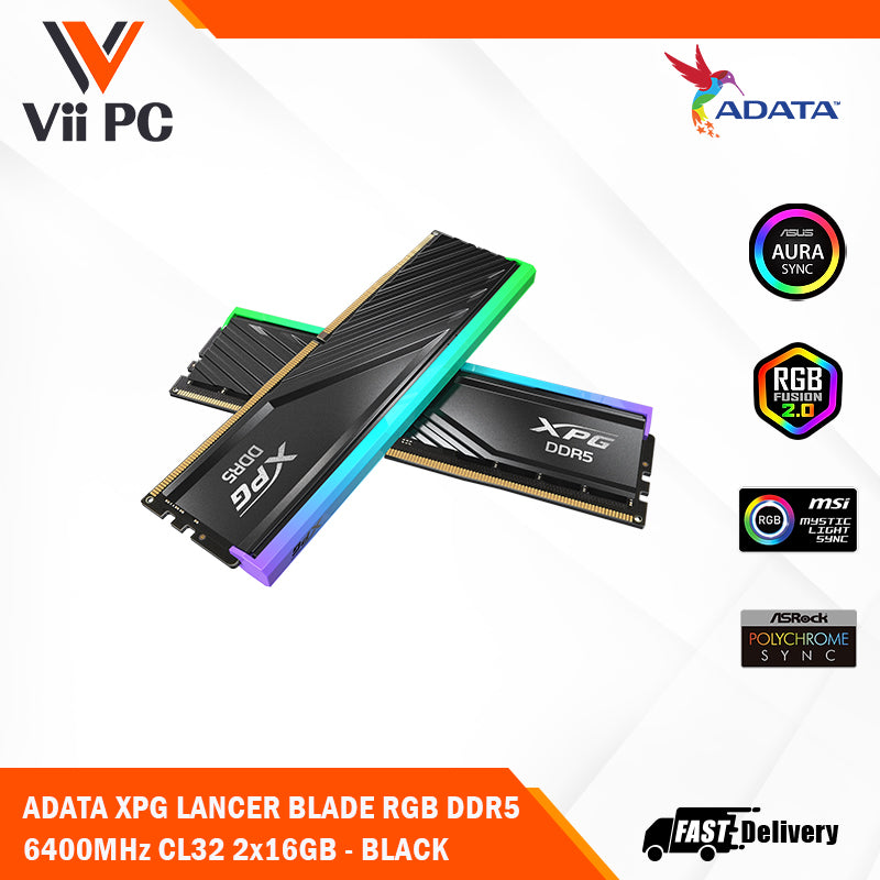 ADATA XPG LANCER RGB DDR5 6000MHz CL30 / XPG LANCER BLADE RGB DDR5 6400MHz CL32 (2x16GB) 32GB XMP/EXPO - BLACK/WHITE