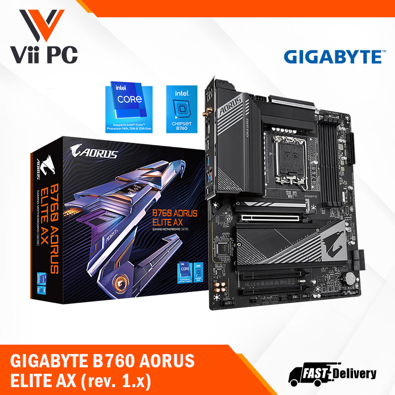GIGABYTE B760 AORUS ELITE AX (rev. 1.x) Wi-Fi 6E DDR5 LGA 1700 M.2 PCIe 4.0 ATX Motherboard