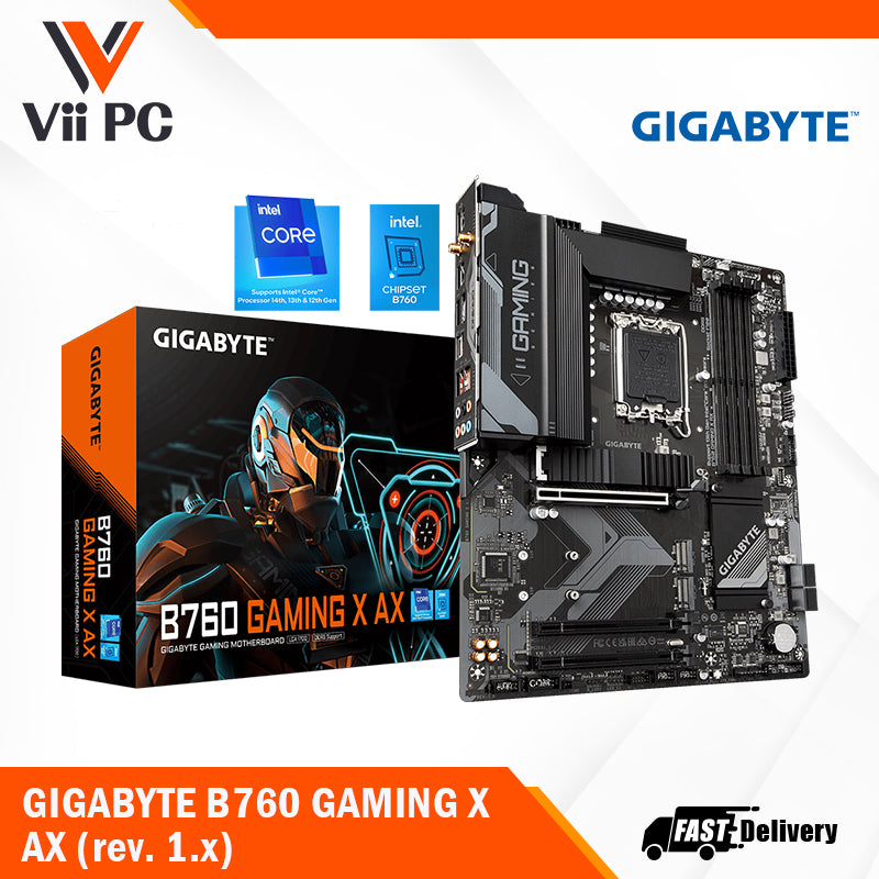 GIGABYTE B760 GAMING X AX (rev. 1.x) Wi-Fi 6E DDR5 LGA 1700 M.2 PCIe 4.0 ATX Motherboard