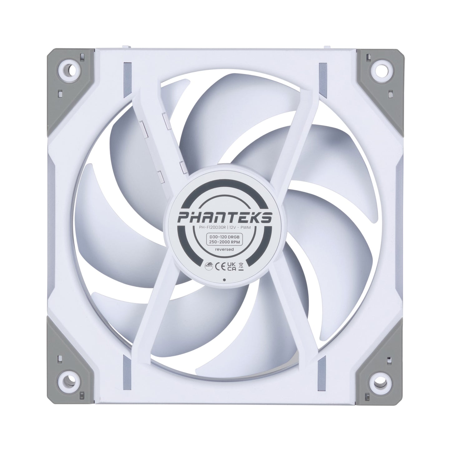 PHANTEKS D30 120mm PWM Fan, DRGB, Reversed Blade, 1Fan/3Fans BLACK/WHITE