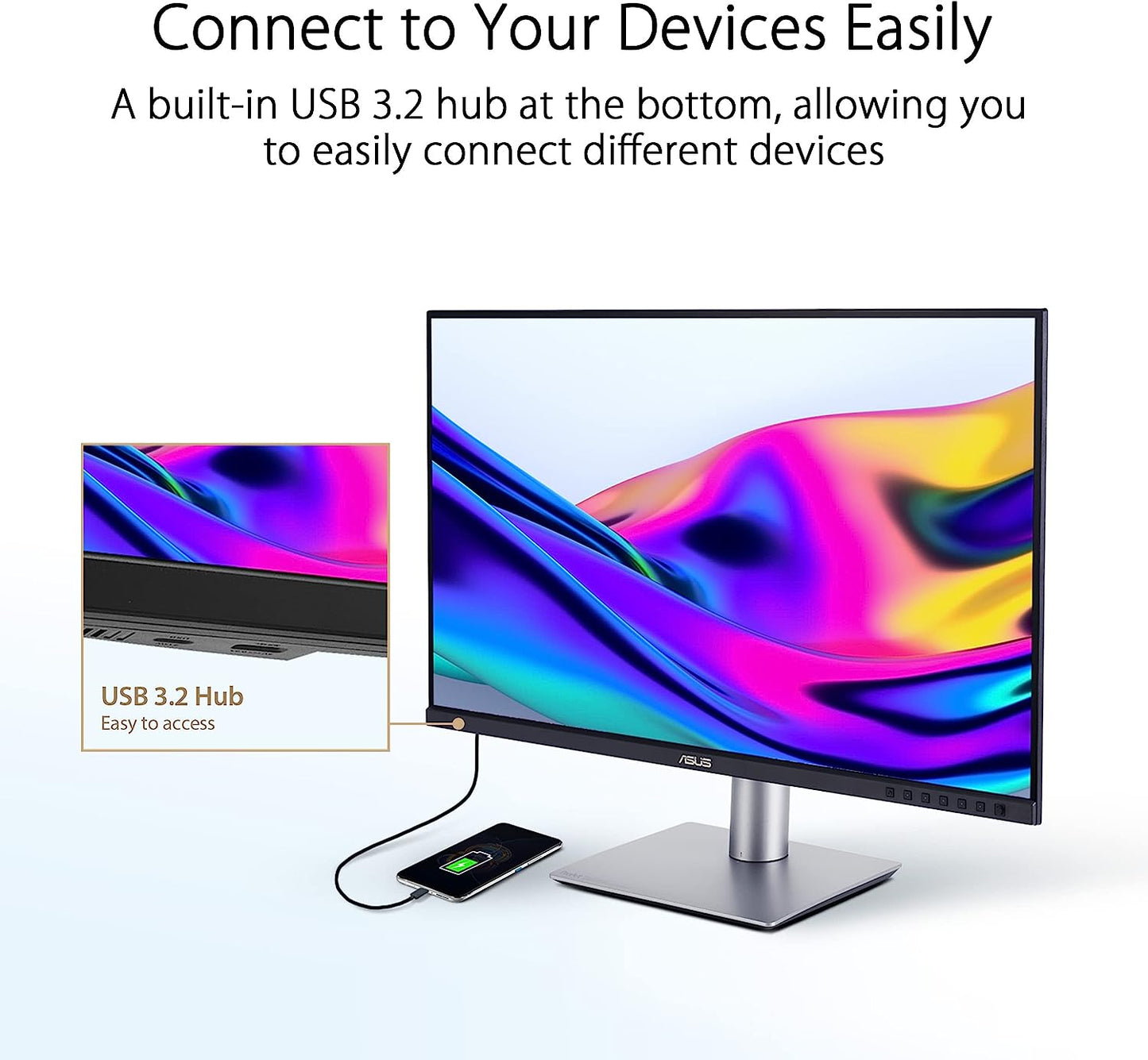 ASUS ProArt Display PA329CRV Professional Monitor - 32" IPS, 4K UHD (3840x2160), 98% DCI-P3, Color Accuracy ΔE<2, Calman Verified, USB-C PD 96W, VESA DisplayHDR 400, VESA MediaSync, Ergonomic Stand