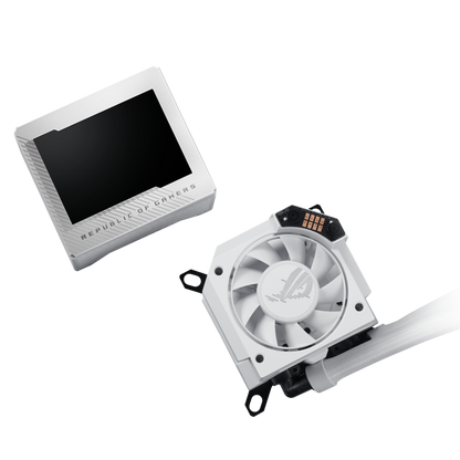 ASUS ROG RYUJIN III 360 White Edition ARGB All-in-one Liquid CPU Cooler With 3.5 LCD, Asetek 8th Gen Pump, Pump Embedded Fan and 3x ROG 120mm Radiator Magnetic Daisy-Chainable ARGB Fans
