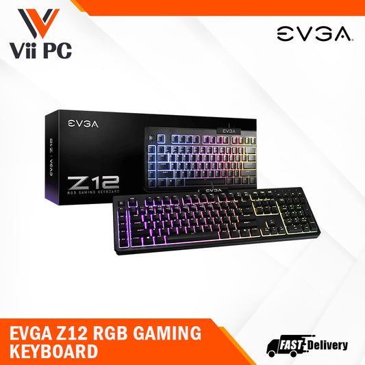 EVGA Z12 RGB Gaming Keyboard, RGB Backlit LED, 5 Programmable Macro Keys, Dedicated Media Keys, Water Resistant