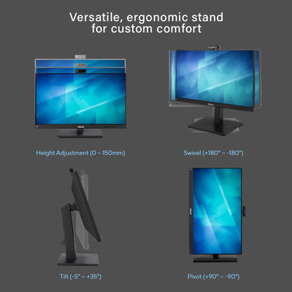 ASUS BE279QSK Video Conferencing Monitor - 27" FHD, IPS, Frameless, adjustable 2MP FHD Webcam, Mic Array, Stereo Speakers, Height Adjustable, Ergonomic Design, HDMI, Eye Care, Low Blue Light, Flicker Free, Wall Mountable