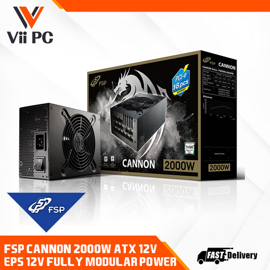 FSP Cannon 2000W PSU Computer/Mining Power Supply - 92+, Full Modular, 18 sets of PCI-E 6+2 PIN slots (Max of 9 GPUs)