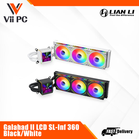Lian Li Galahad II LCD AIO 360 SL INF ARGB CPU Liquid Cooler Black/White - 5 yrs Wty (2yrs for Fan)