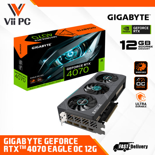 GIGABYTE NVIDIA GeForce RTX 4070 12GB GDDR6X EAGLE OC Graphics Card with DUAL BIOS, RGB FUSION, WINDFORCE Cooling System, Protection metal back plate
