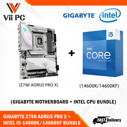 GIGABYTE Z790 AORUS PRO X Motherboard + Intel i5-14600K / i5-14600KF (14th GEN) Processor BUNDLE