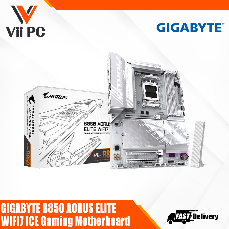 GIGABYTE B850 AORUS ELITE WIFI 7 ICE AMD Ryzen™ 9000 Series Processors ATX Gaming Motherboard